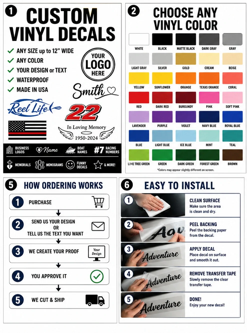 Custom Vinyl Decal Sticker | Personalized Car Window Logo Text Any Color